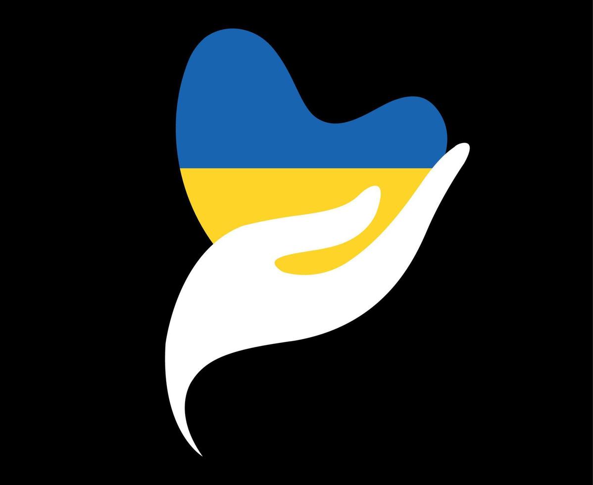 Ukraine National Europe Emblem Flag Heart And Hand Abstract Symbol Vector illustration Design