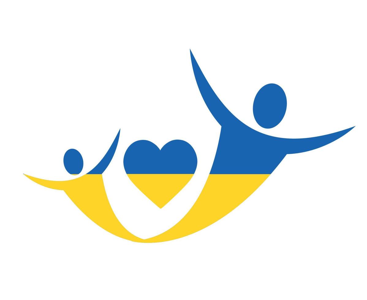 Abstract Ukraine Emblem National Europe Flag Heart Symbol Design Vector illustration