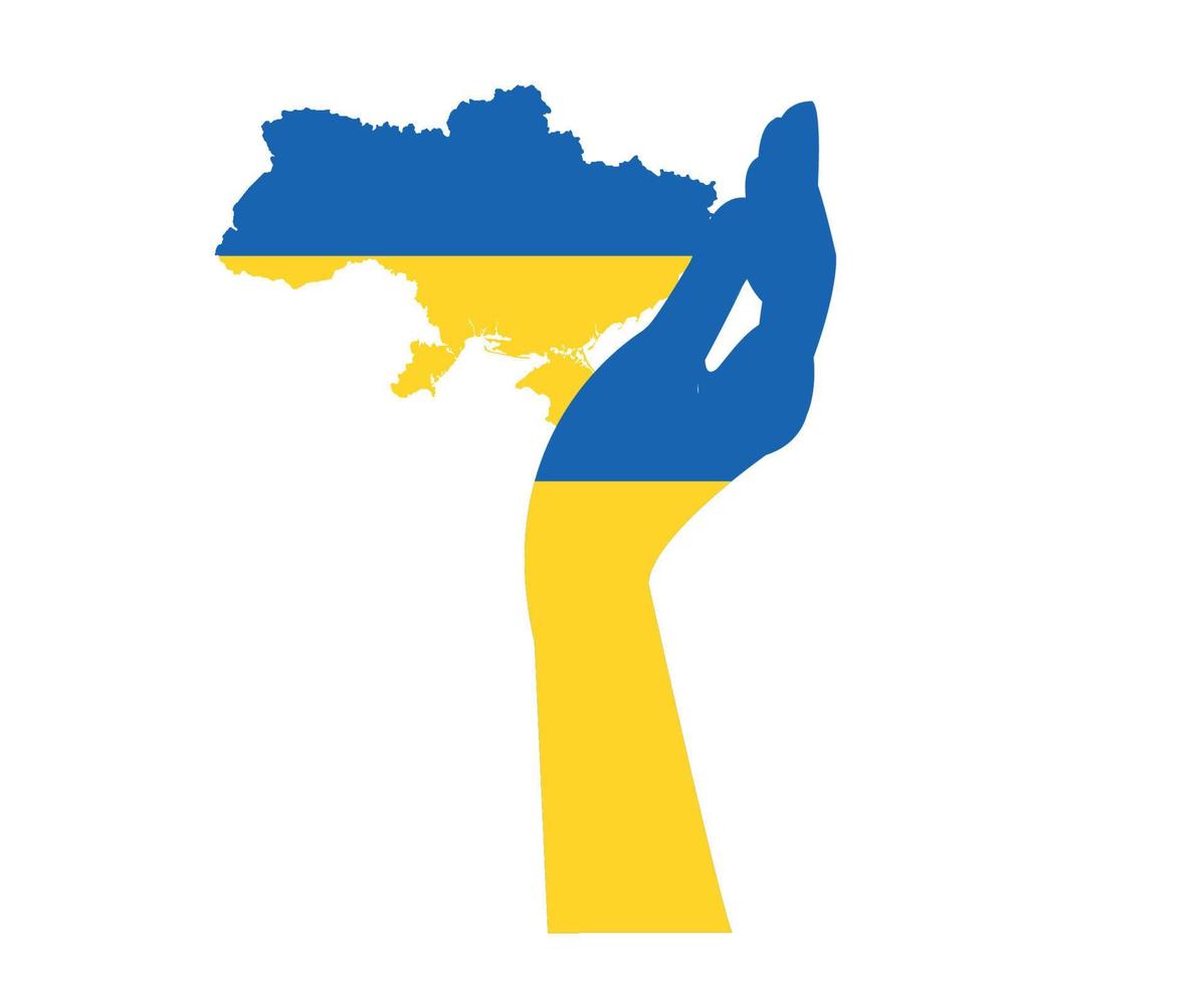 mapa de ucrania y emblema de la bandera de la mano símbolo abstracto nacional de europa vector ilustración diseño