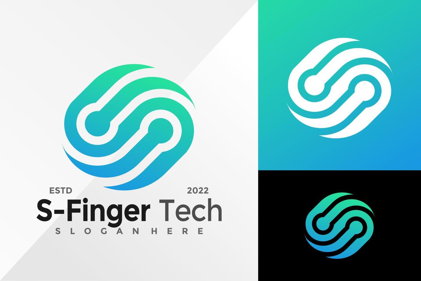 Letter S Finger Technology Logo Design Vector illustration template