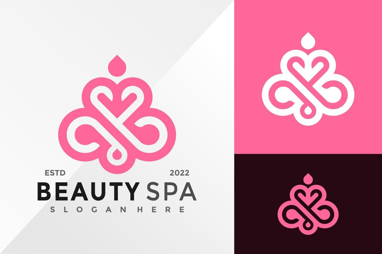 plantilla de ilustración de vector de diseño de logotipo de spa de corazón de belleza