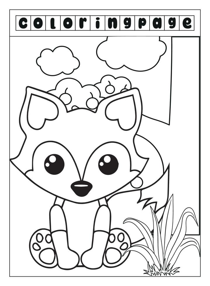 Fox coloring page vector