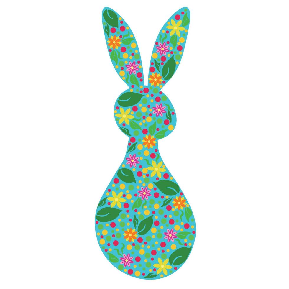 Silhouette of an Easter Bunny with floral motifs, Spring card or poster vector