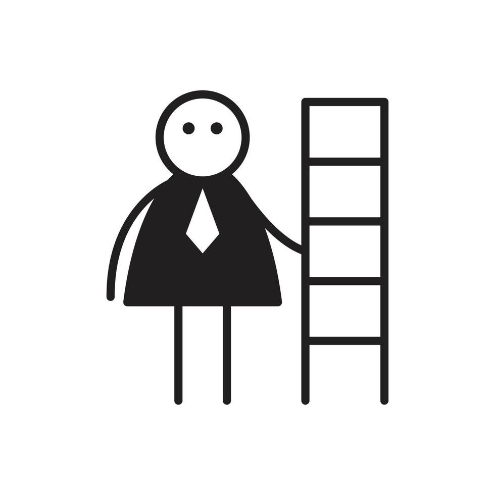 businessman stick figure character and ladder vector