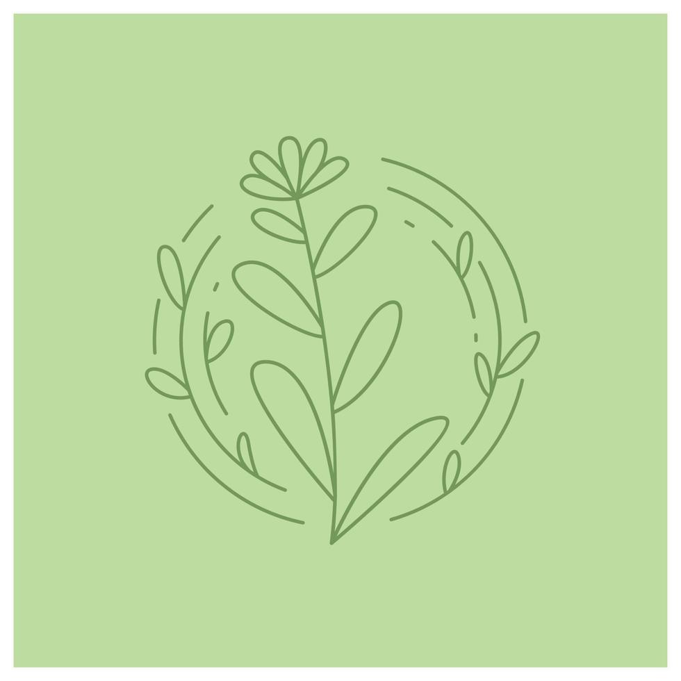 guirnalda floral línea arte fondo verde vector