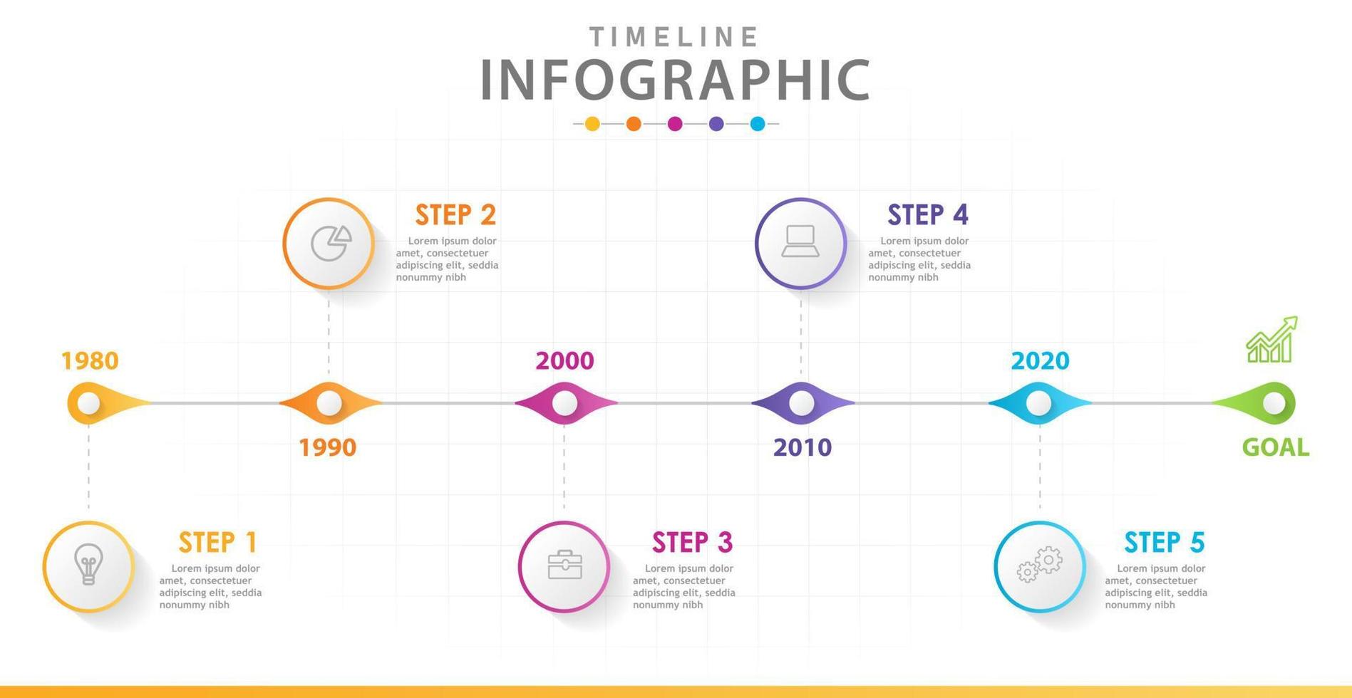 Infographic template for business. 6 Steps Modern Timeline diagram with lines, presentation vector infographic.