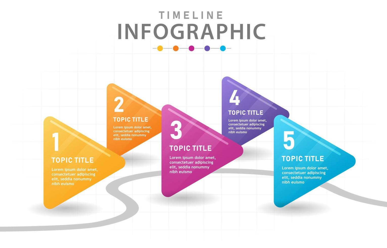 Infographic template for business. 5 Steps Modern Timeline diagram with arrows, presentation vector infographic.