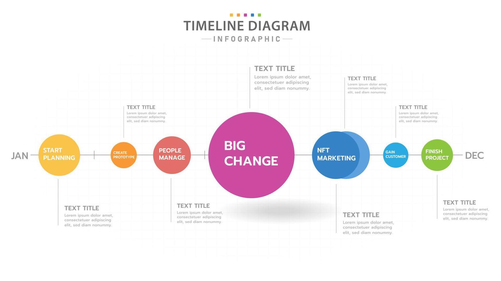 Infographic template for business. 12 Months modern Timeline diagram calendar with circles, presentation vector infographic.