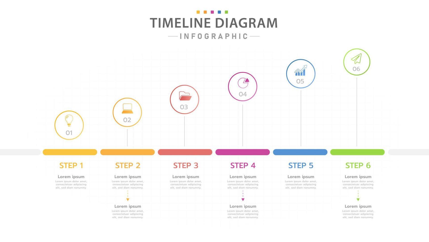 Infographic template for business. 6 Steps modern Timeline diagram calendar, presentation vector infographic.