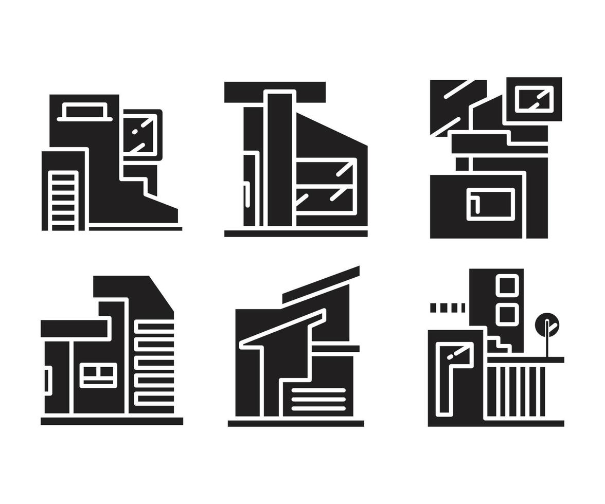 modern building icons vector