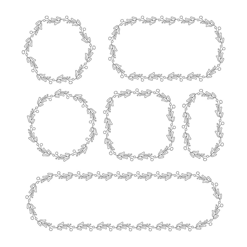 flowers frames line art vector illustration