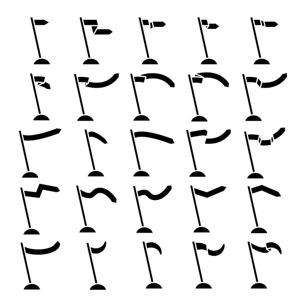 flag pole icons set vector