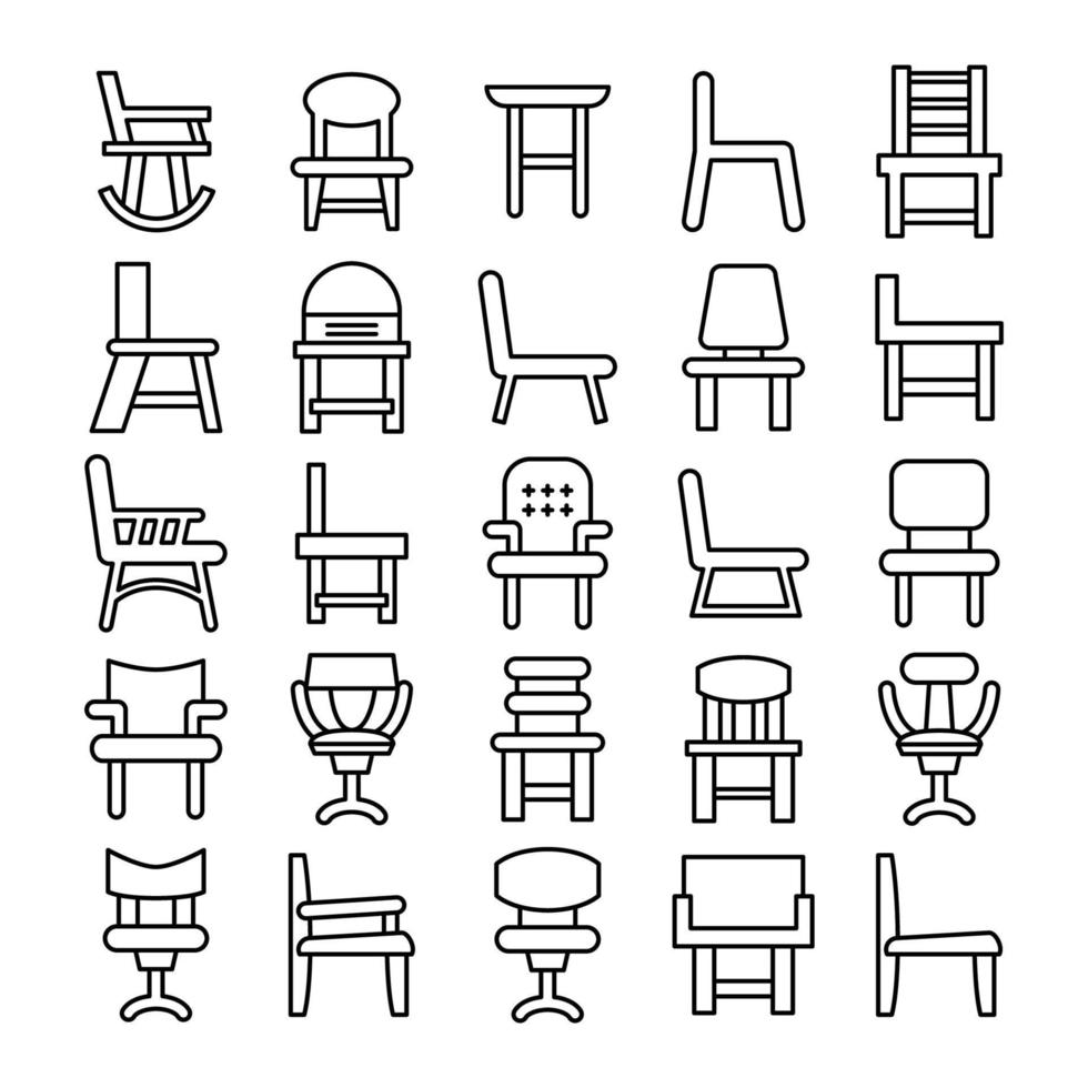 chair line icons set vector