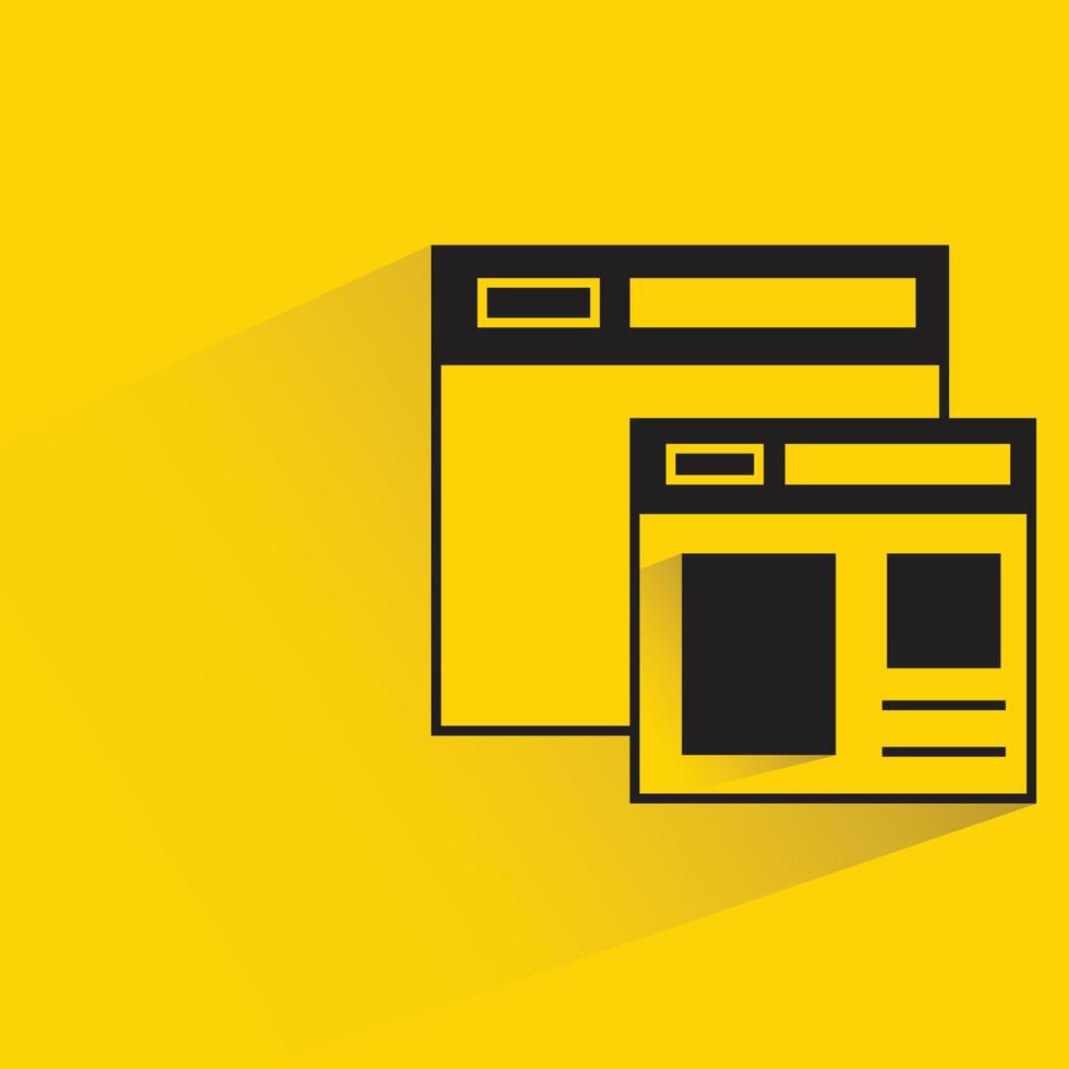 web browser icon on yellow background vector