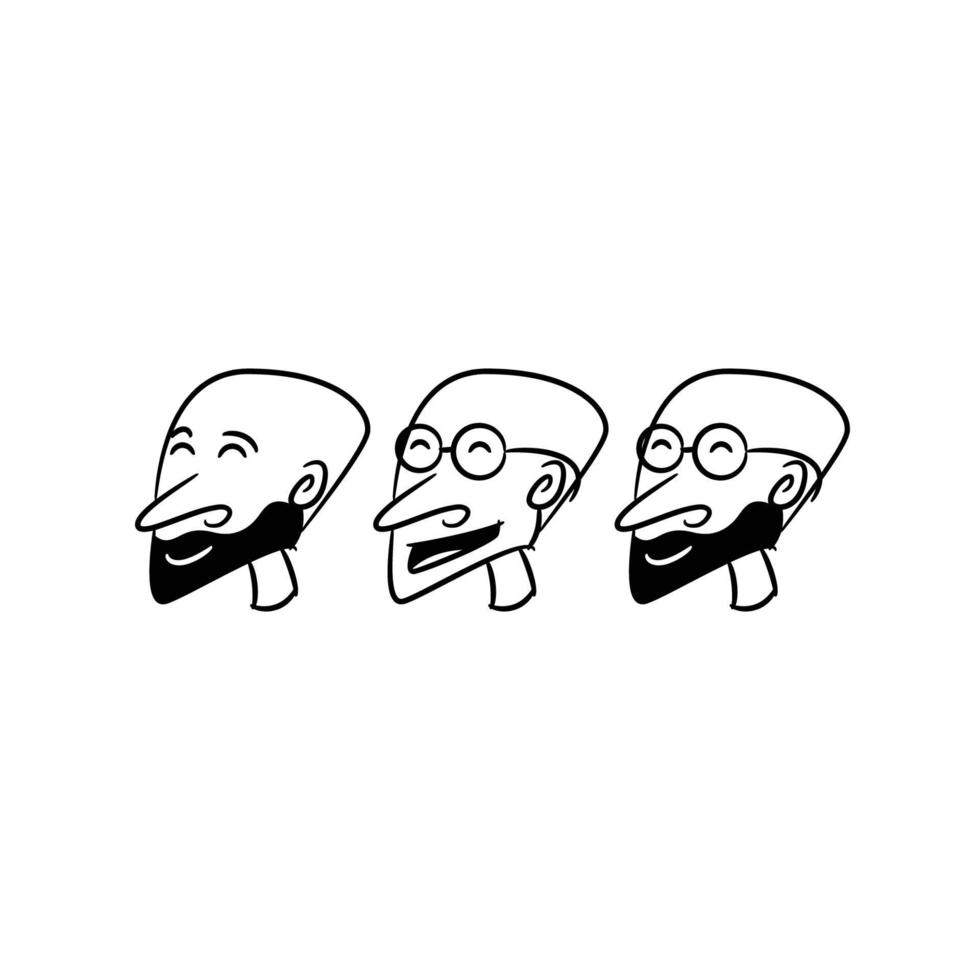 avatares de anciano dibujados a mano vector