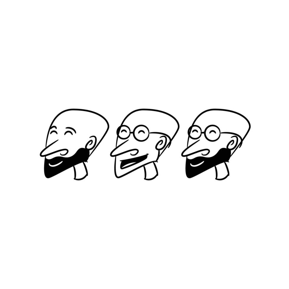 hand drawn old man avatars vector