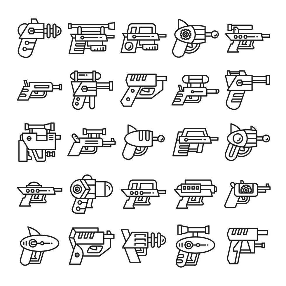 space gun and blaster icons set vector