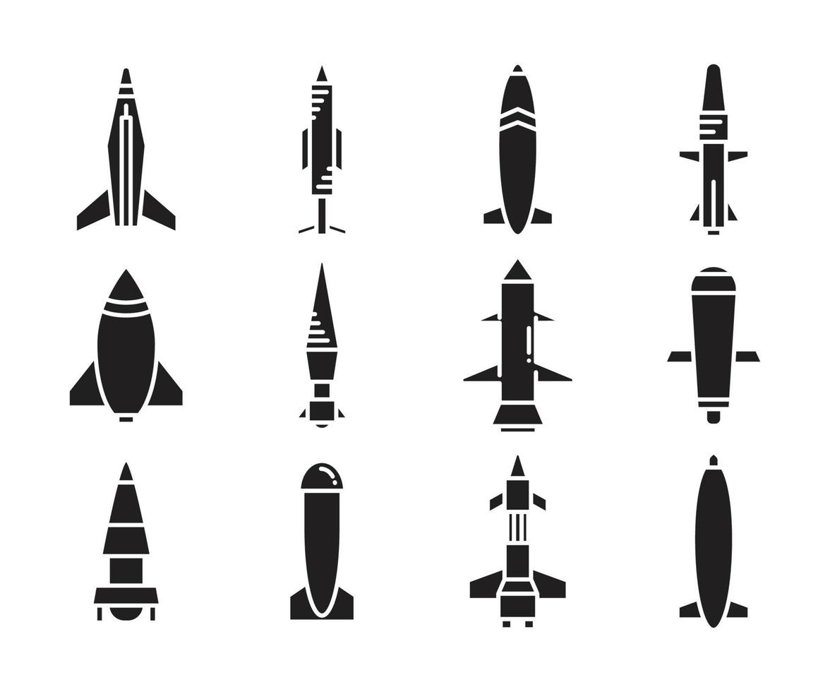 iconos de misiles y cohetes vector