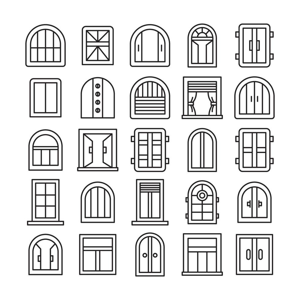 iconos de línea de diseño de marco de ventana vector