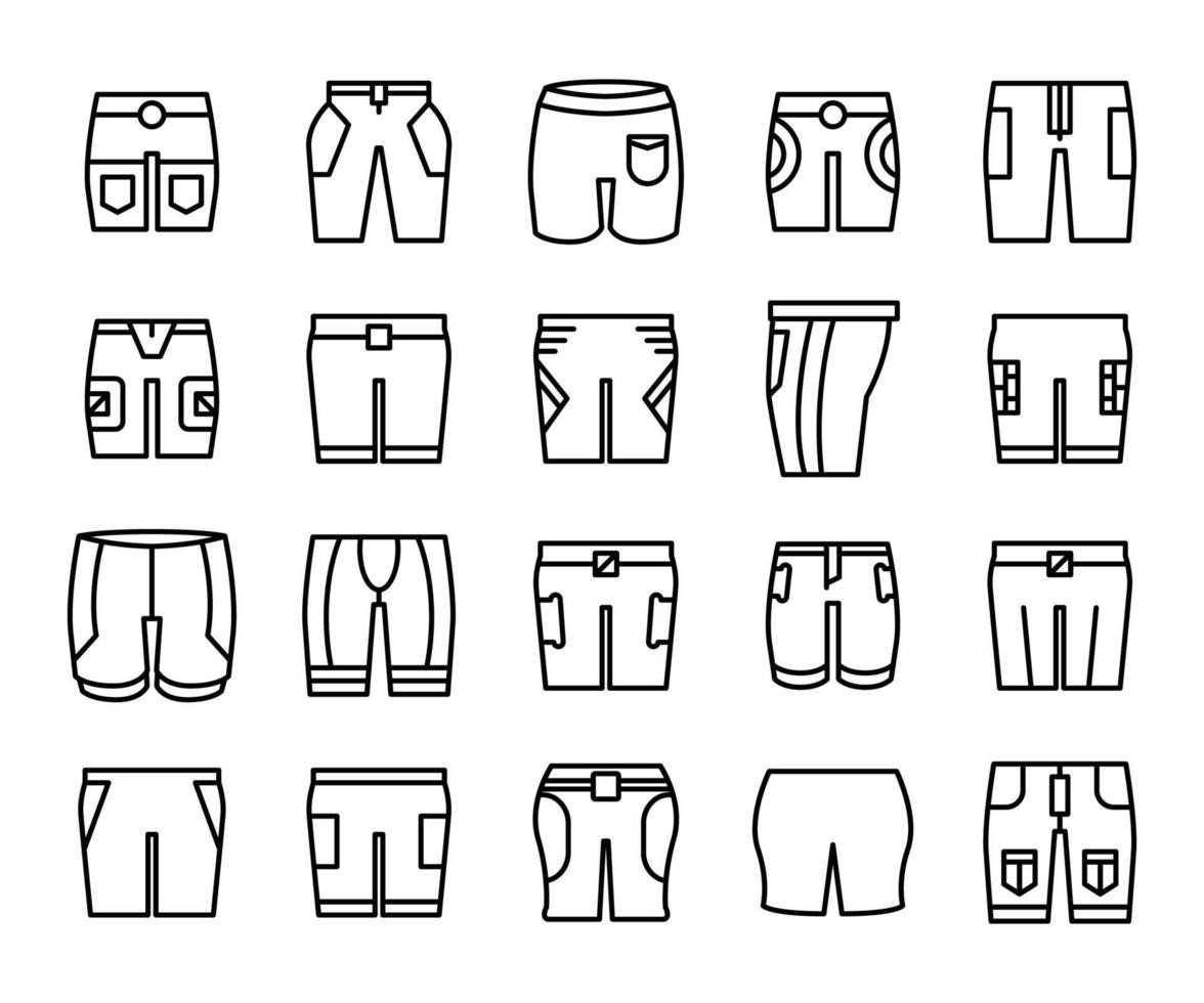 short pants icons line art vector