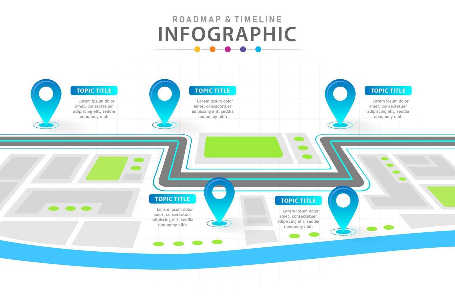 infografía diagrama de línea de tiempo moderno de 6 pasos con el concepto de hoja de ruta de la ciudad vector