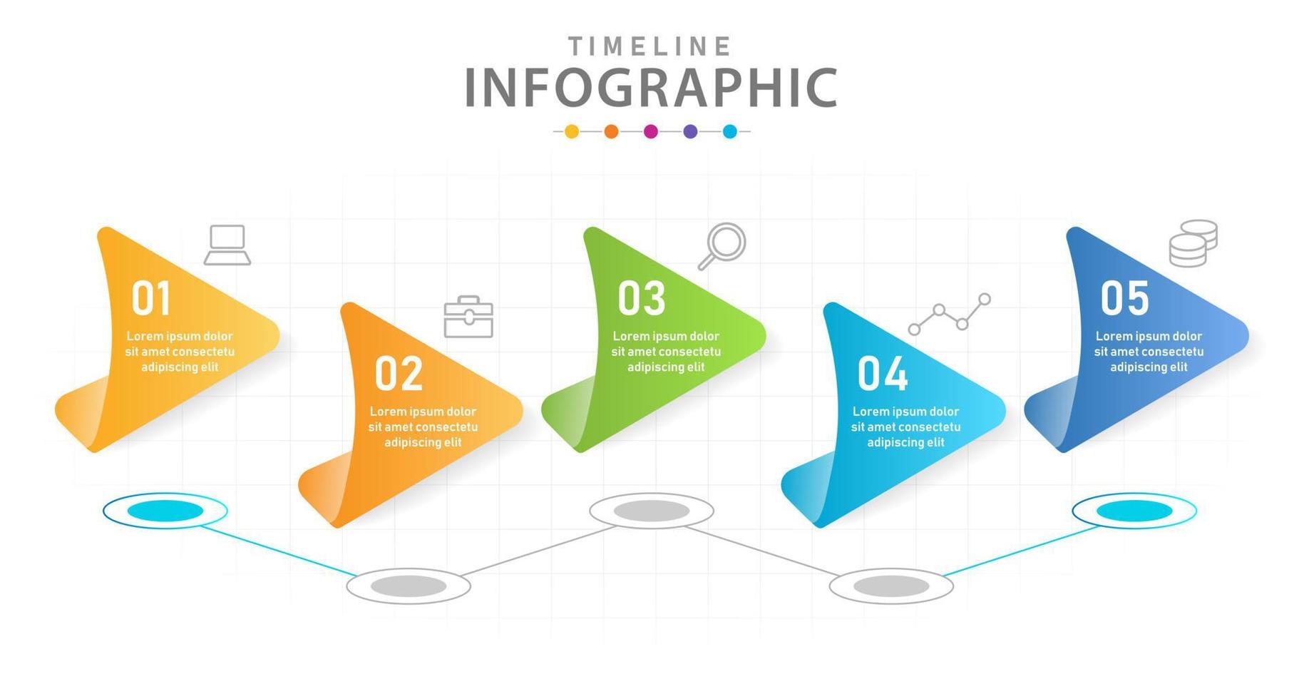 Infographic template 5 steps Modern Timeline diagram with line graph. vector