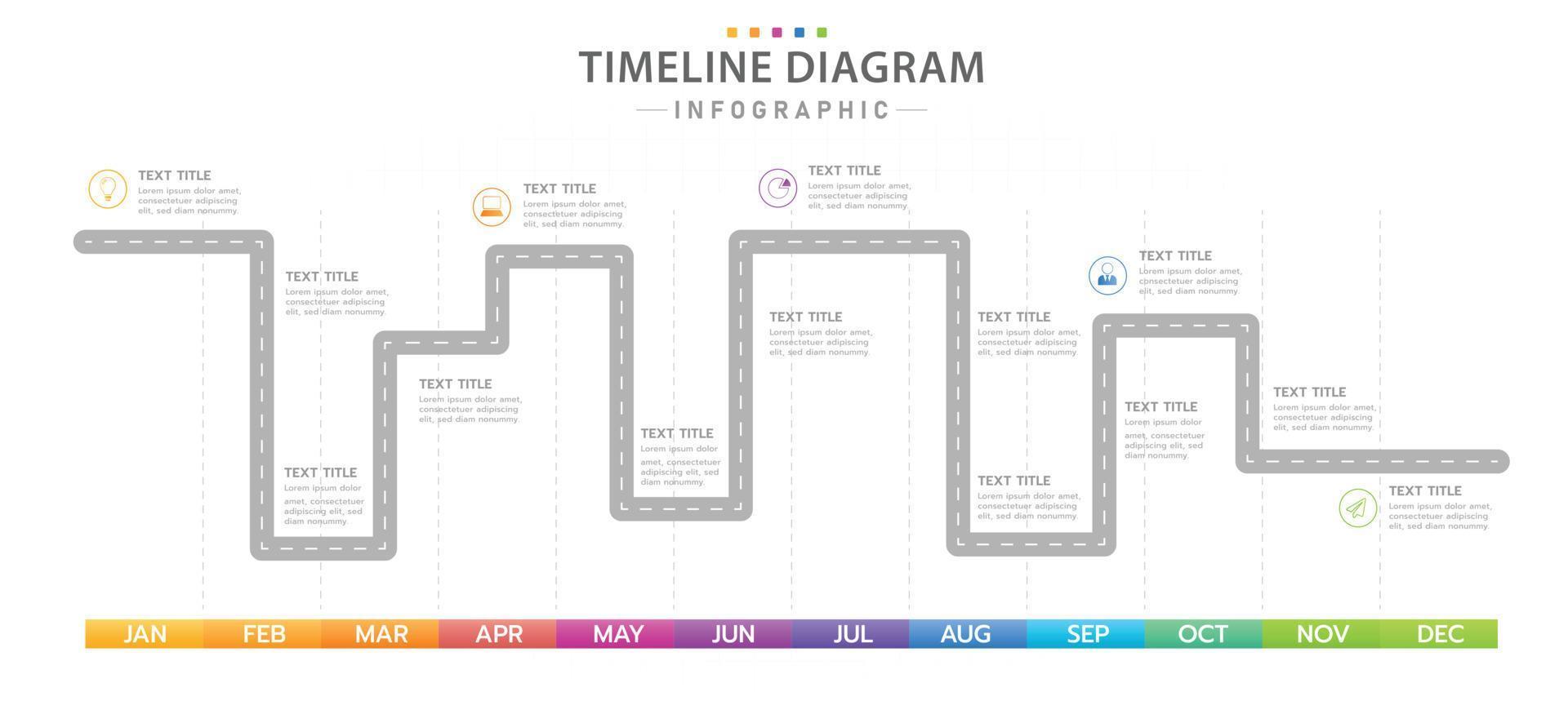 Infographic Monthly modern Timeline with roadmap table. vector