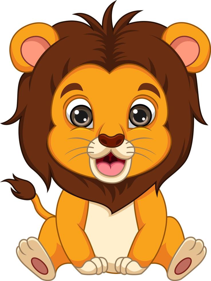 Cute baby lion cartoon sitting vector