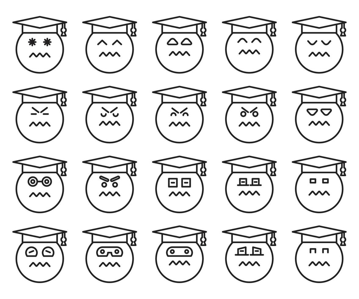 lindo conjunto de emoji de estudiante vector