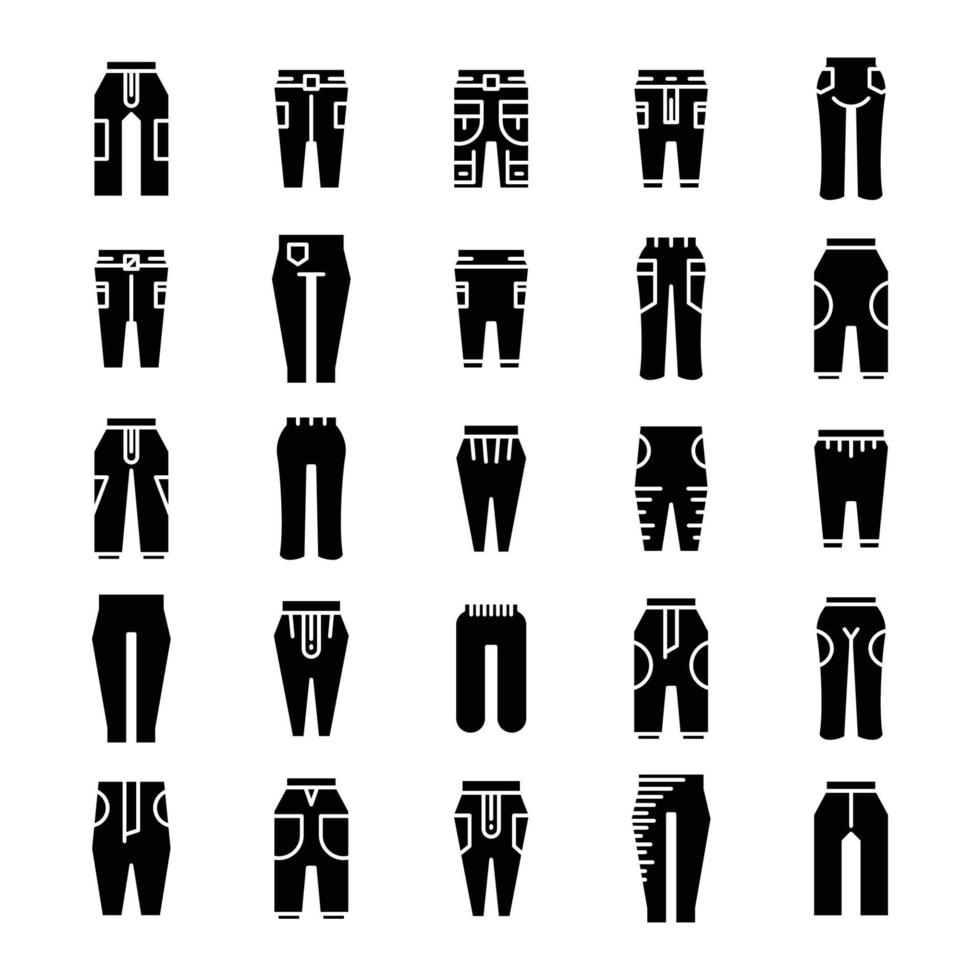 fashion trousers icons set vector