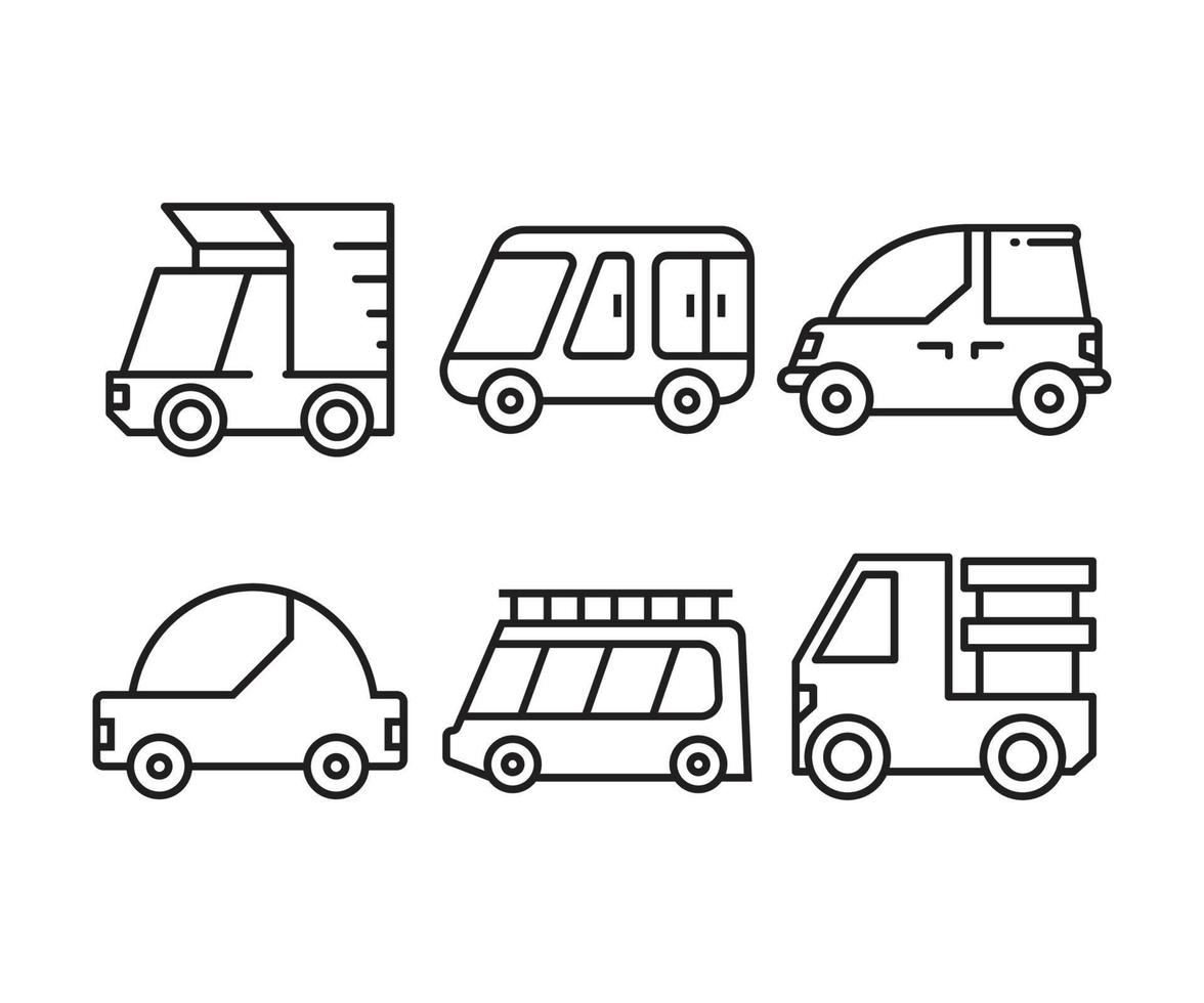 sedan car, van and truck icons vector illustration