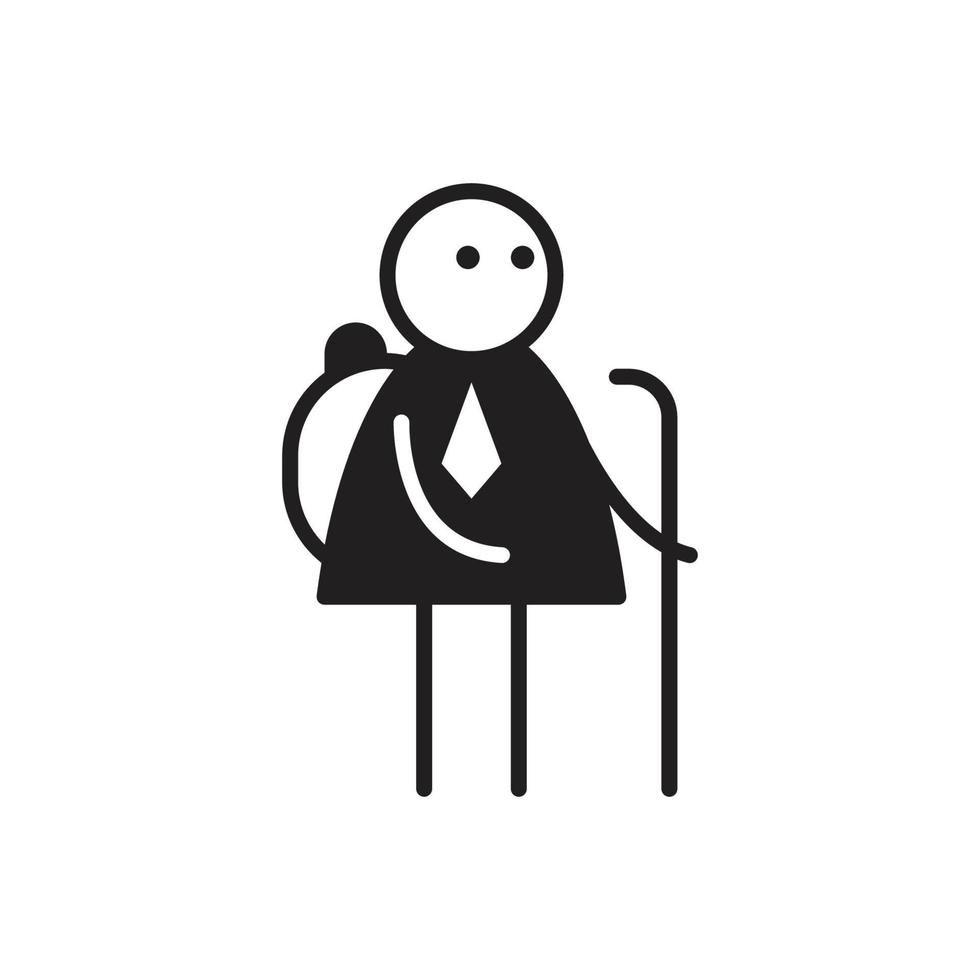 businessman stick figure character and backpack vector