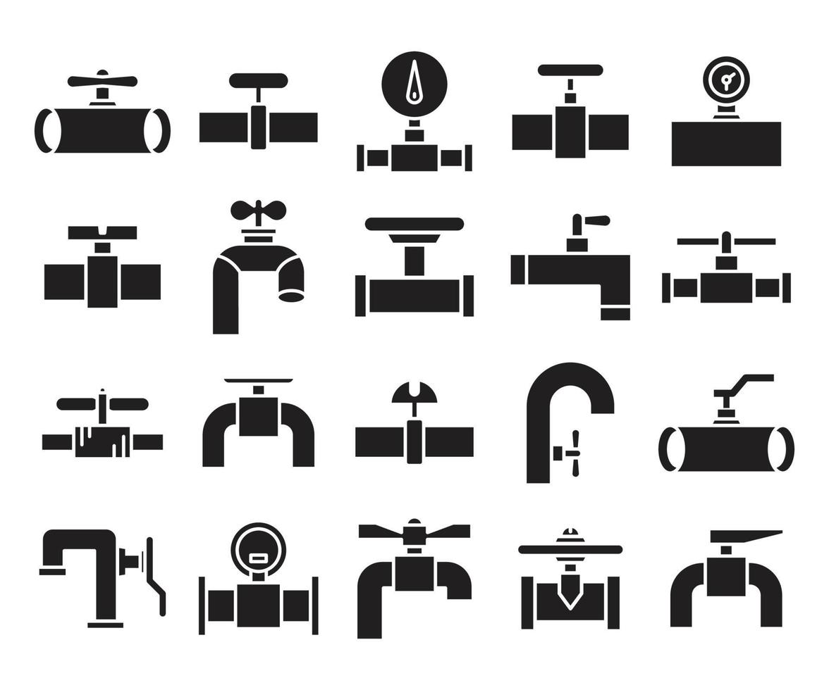 valve and faucet icons set vector