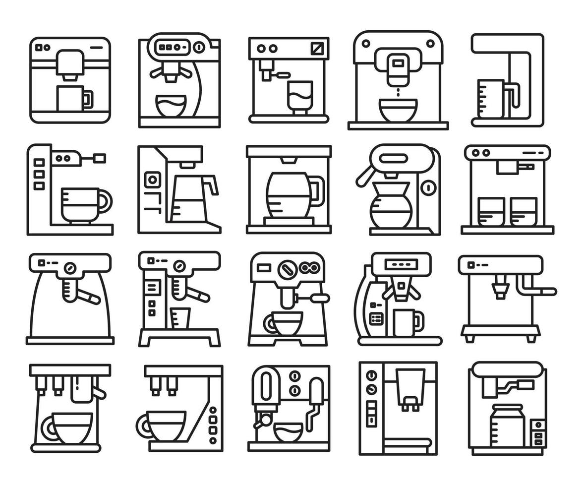 coffee machine line icons vector