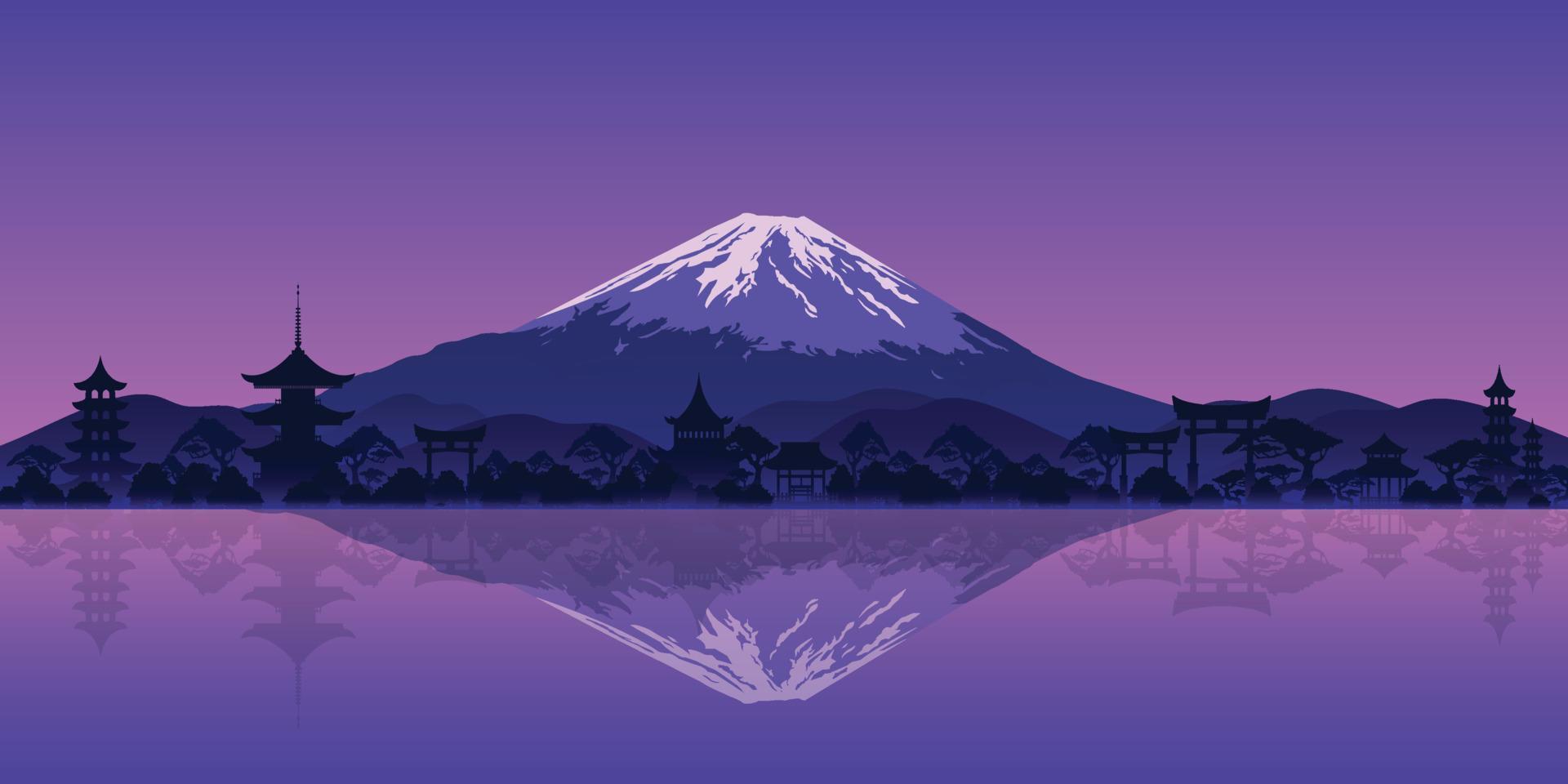 A beautiful landscape with a mountain as a silhouette vector