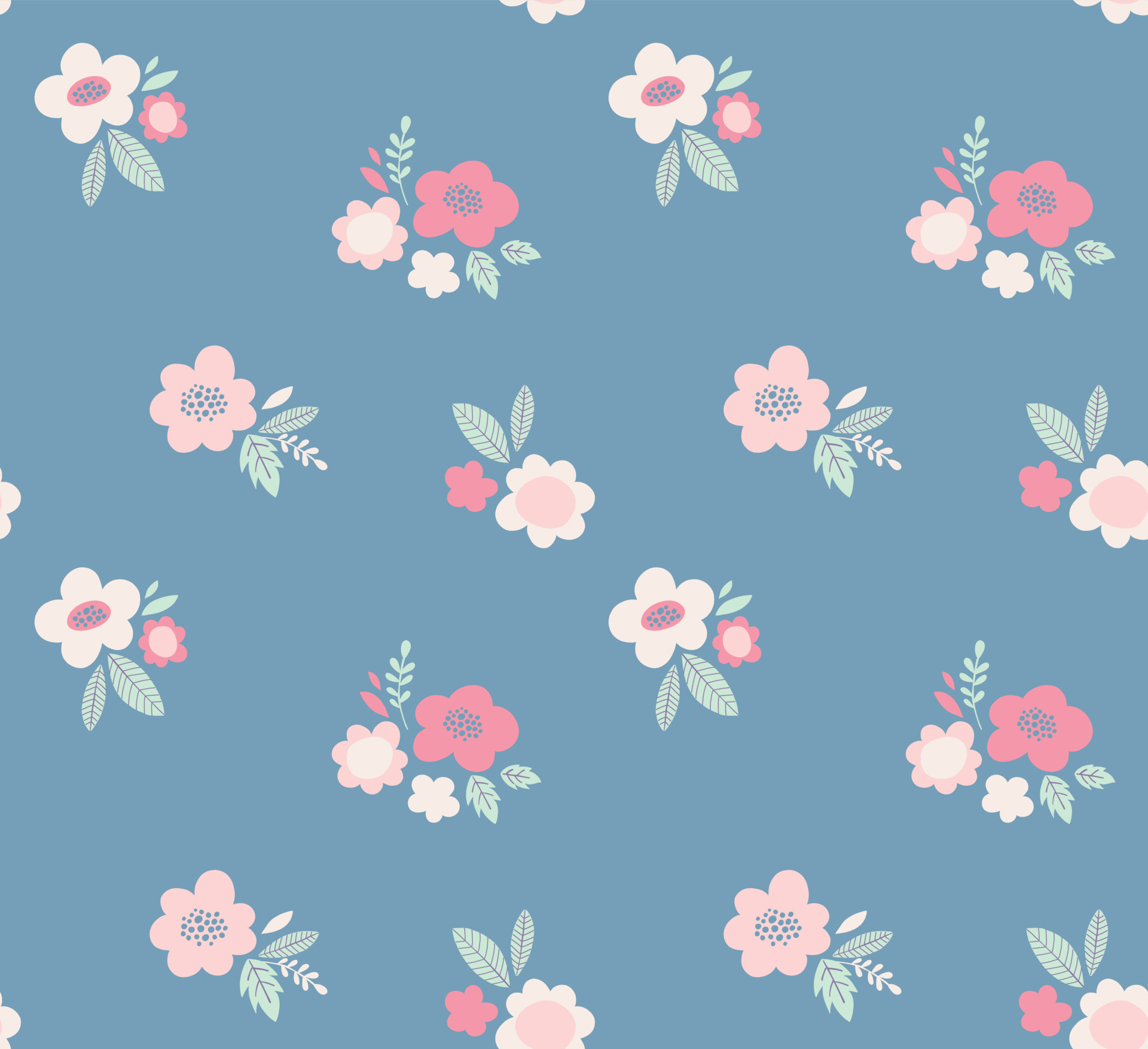 Floral vector pattern. Ditsy flower seamless background. Small