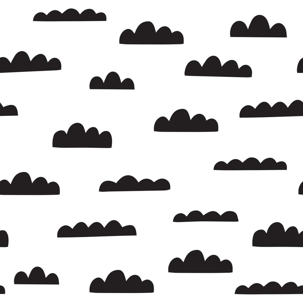 Cloud vector pattern in scandinavian style. Hand drawn doodle seamless background.