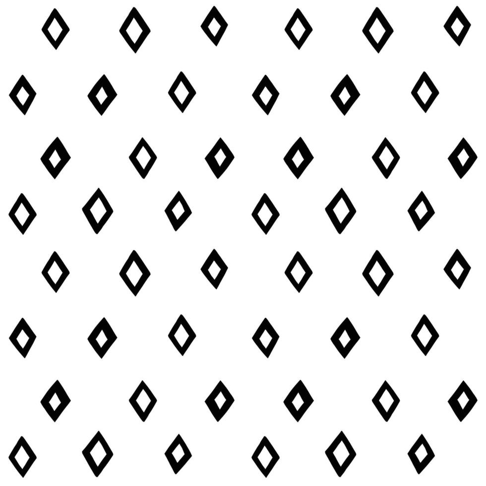 Doodle diamond rhombus vector pattern. Simple monochromatic abstract geometric seamless background with hand drawn shapes.