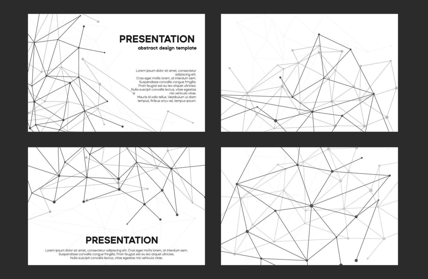 White and black background design. Vector slide. Presentation cover with plexus lines