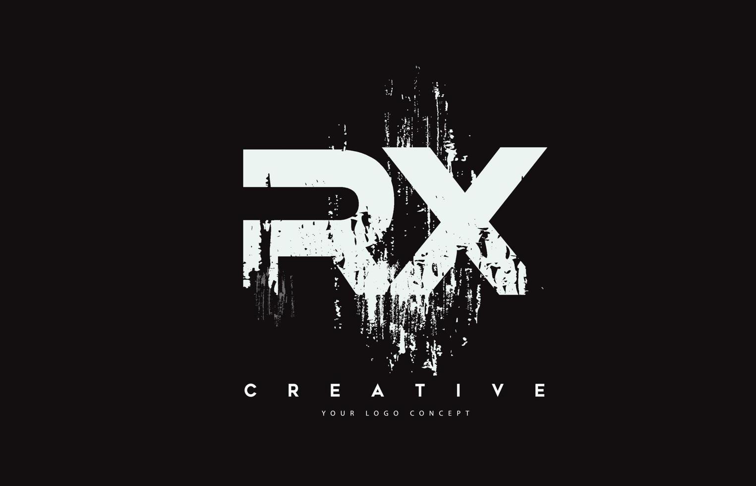 rx rx diseño de logotipo de letra de pincel grunge en colores blancos ilustración vectorial. vector