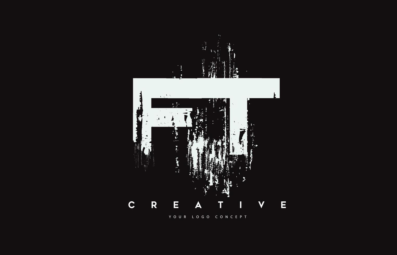 FT F T Grunge Brush Letter Logo Design in White Colors Vector Illustration.