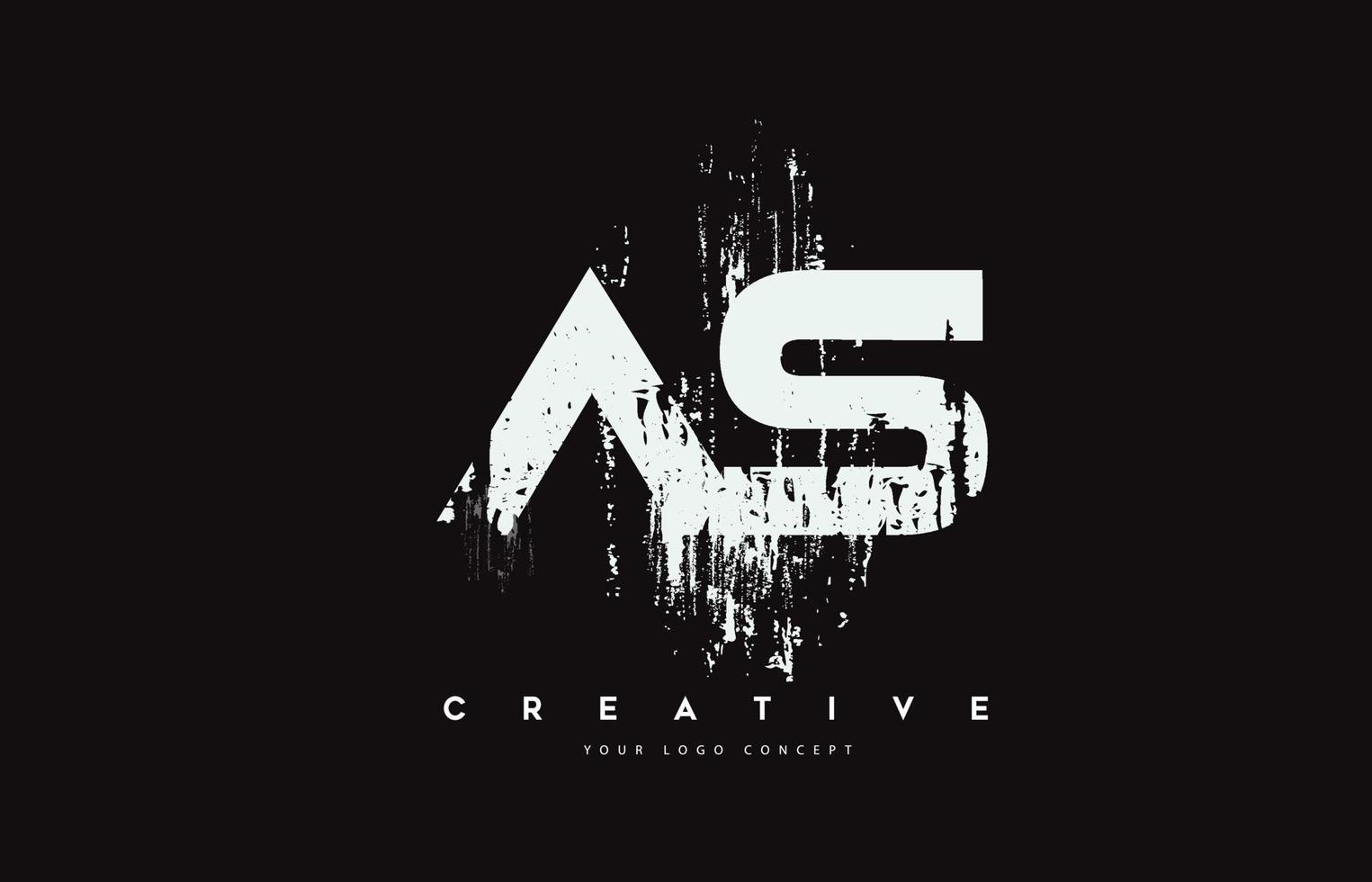 AS A S Grunge Brush Letter Logo Design in White Colors Vector Illustration.