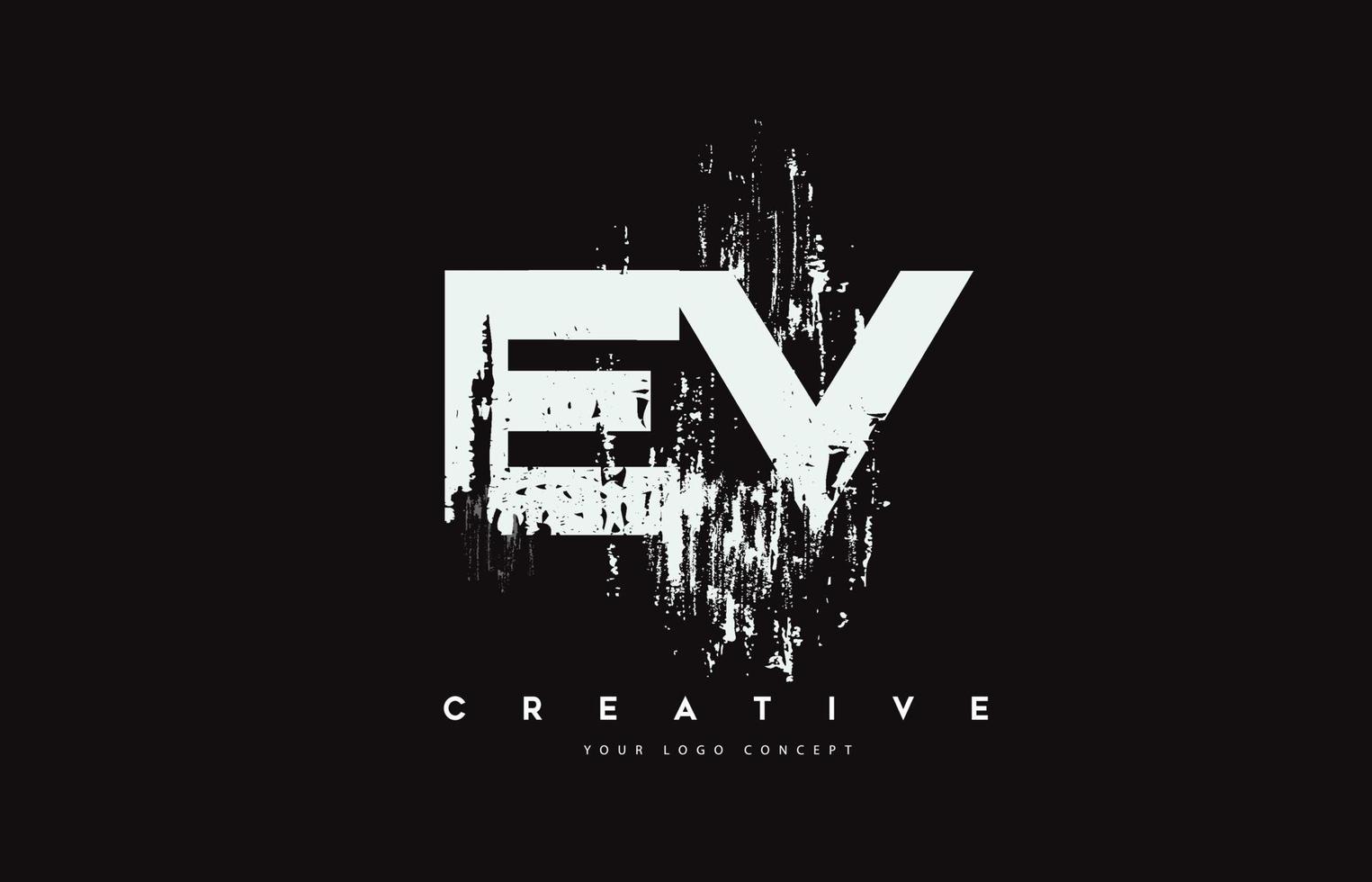 EV E V Grunge Brush Letter Logo Design in White Colors Vector Illustration.