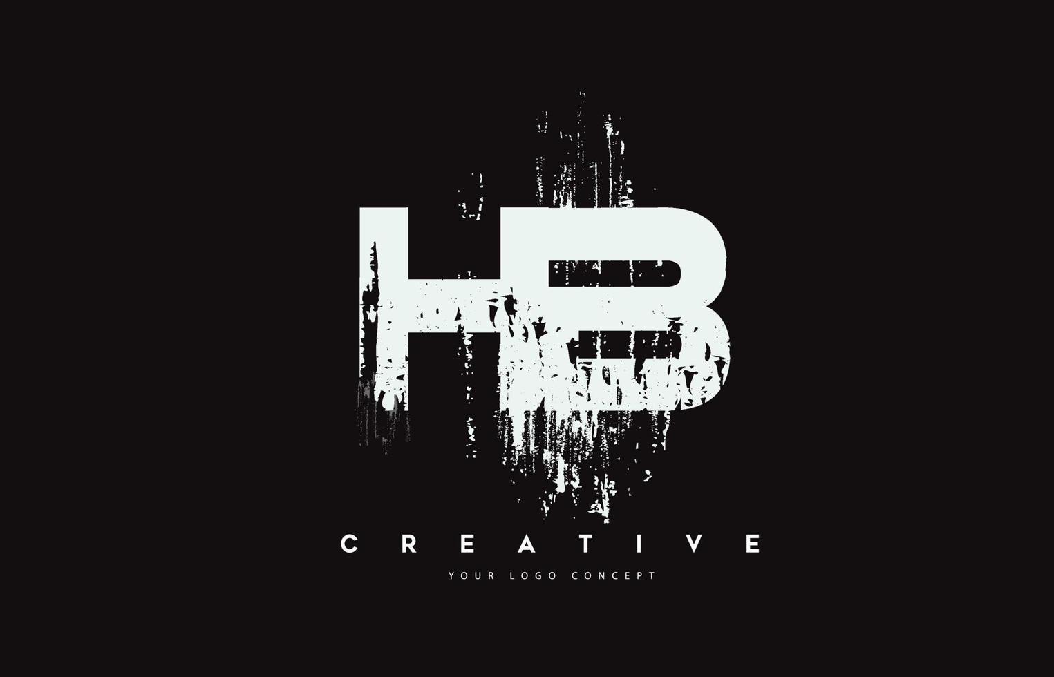 HB H B Grunge Brush Letter Logo Design in White Colors Vector Illustration.