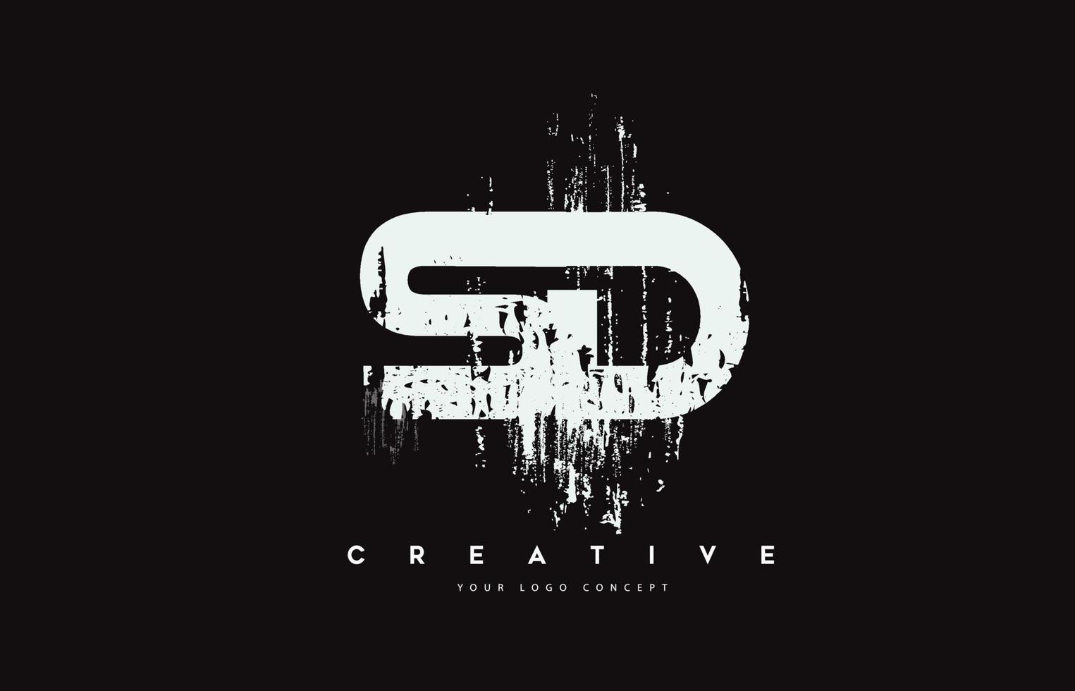 SD S D Grunge Brush Letter Logo Design in White Colors Vector Illustration.