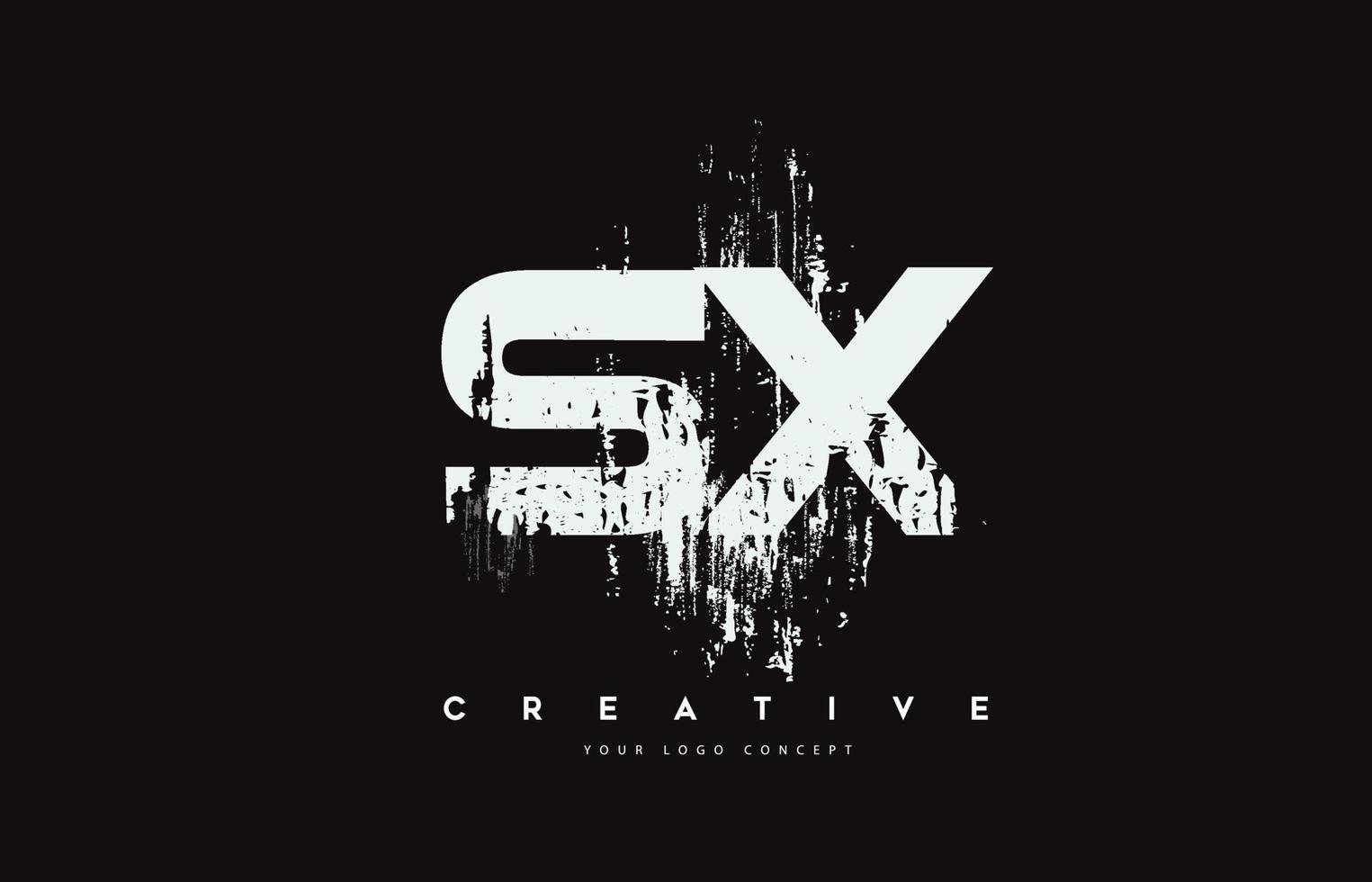 Diseño de logotipo de letra de pincel grunge sx sx en colores blancos ilustración vectorial. vector