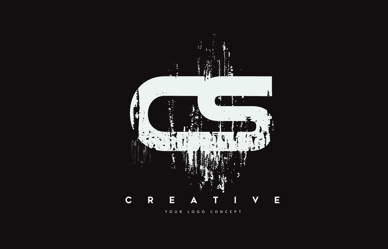 CS C S Grunge Brush Letter Logo Design in White Colors Vector Illustration.
