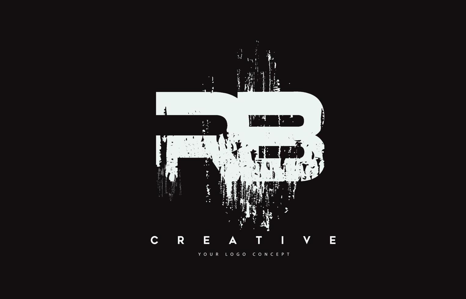 RB R B Grunge Brush Letter Logo Design in White Colors Vector Illustration.