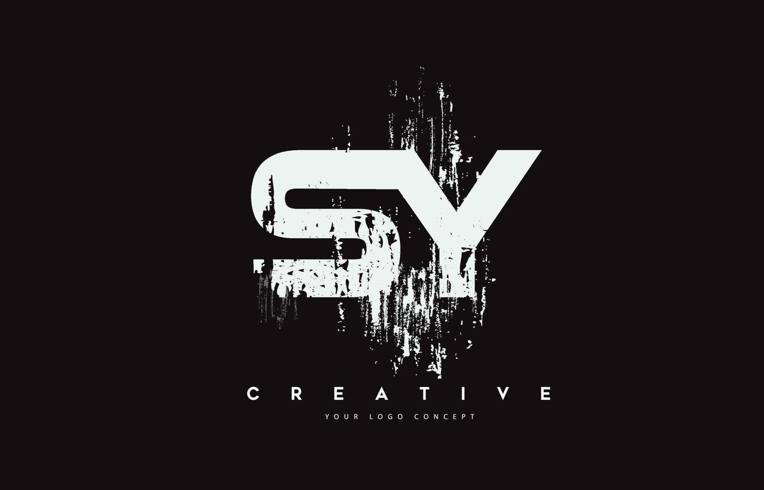 SY S Y Grunge Brush Letter Logo Design in White Colors Vector Illustration.