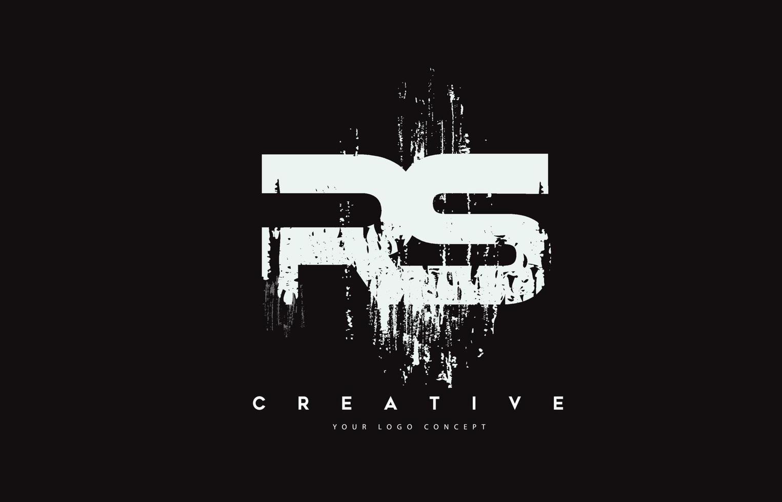 RS R S Grunge Brush Letter Logo Design in White Colors Vector Illustration.
